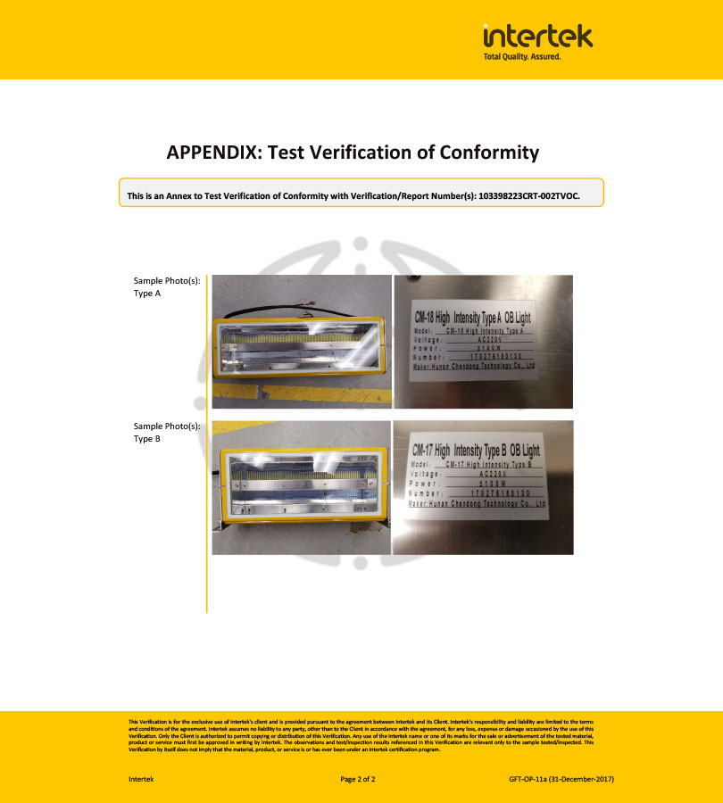 Celebrate CDT are approved ICAO certificate of high intensity obstruction light type A