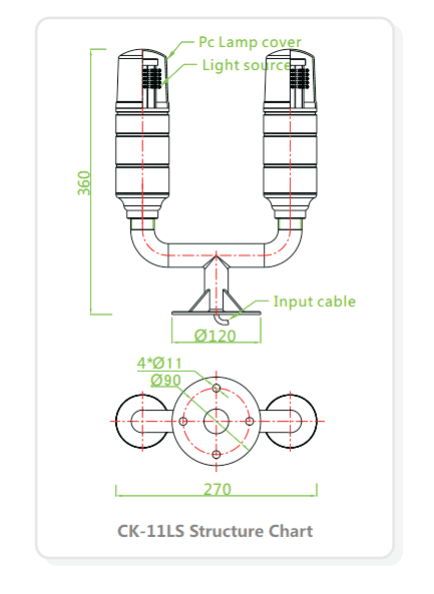 CK-11LS Dual low intensity obstruction light Type B