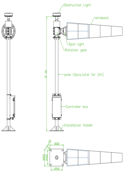Heliport Windsock Light or Heliport wind vane